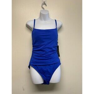 La Blanca Island Goddess One Piece Swimsuit Women's Size 12 Sapphire Blue - NWT